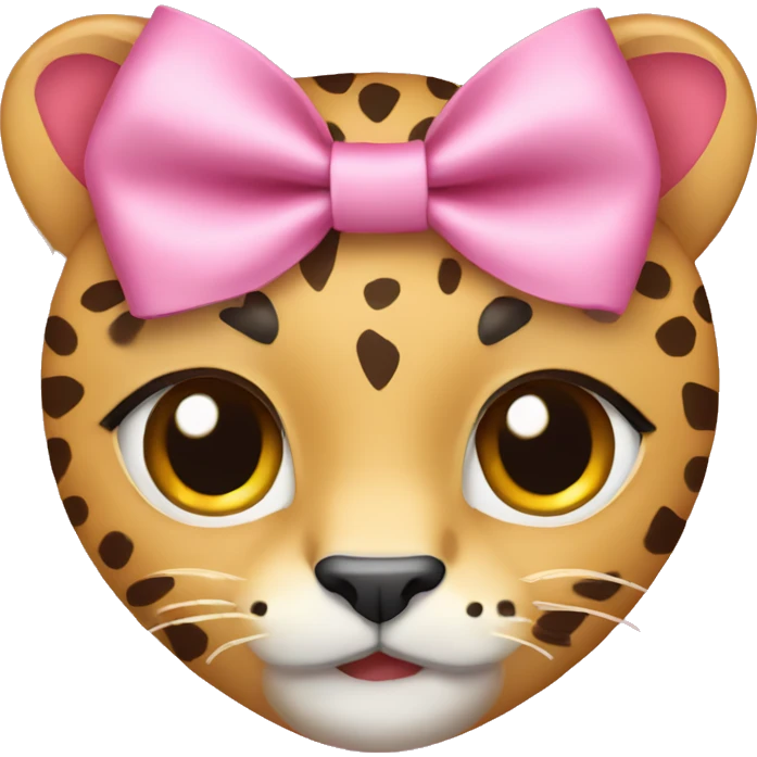 Pink heart with cheetah bow emoji
