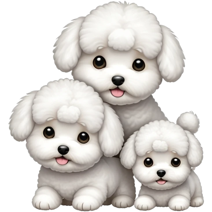 three cute white bichon frise emoji
