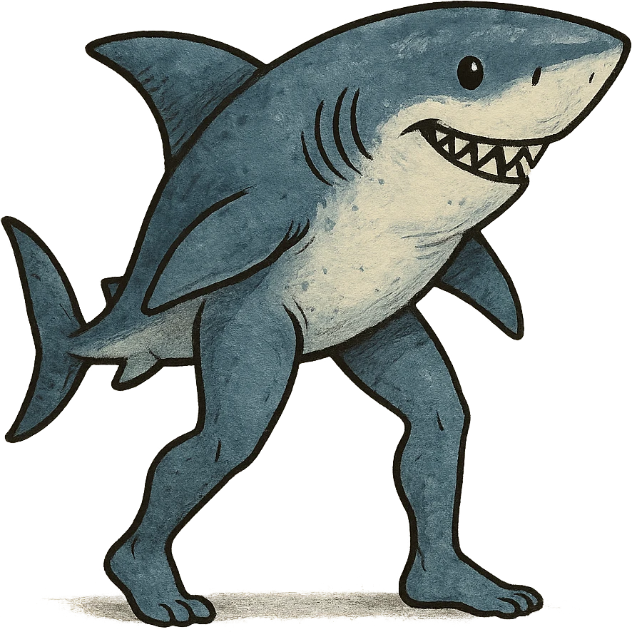 shark with legs, creative style emoji