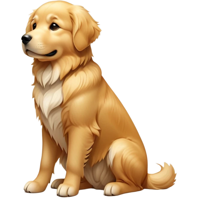 cinematic-[golden retreiver]-realistic-full-body-sitting-emoji,-tail-resting-loosely-beside-its-paws,-head-tilted-dramatically,-sleek-[golden]-fur,-simplified-yet-realistic-focused-features,-highly-detailed,-glowing-with-an-almost-sarcastic-glow emoji