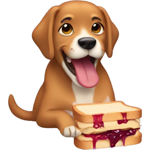 Dog eating peanut butter and jelly sandwich  emoji