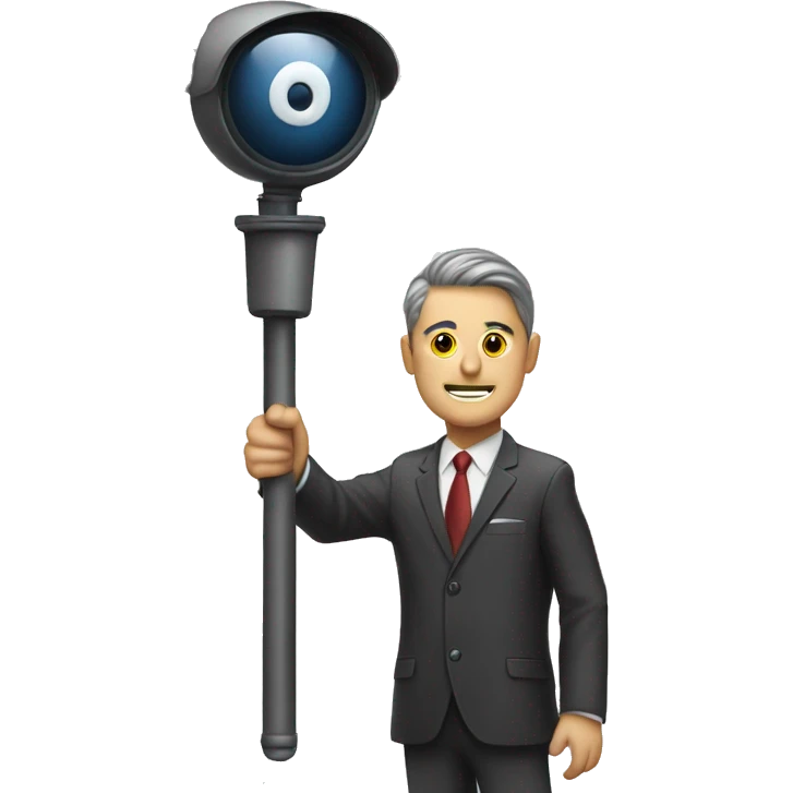 Person with cctv head in a suit holding a plunger emoji