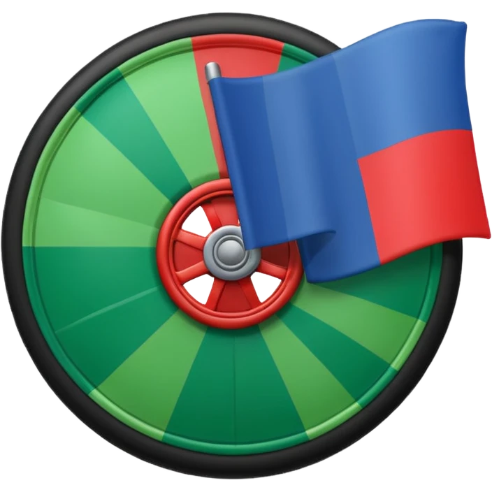 Drapeau bande bleu en haut bande verte en bas et roue rouge au milieu emoji