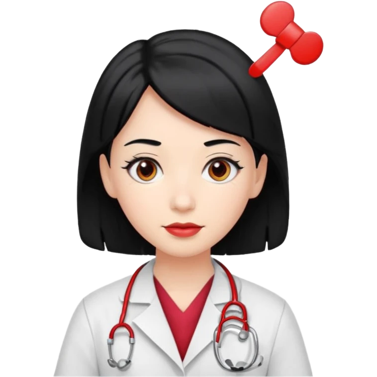 doctor with black hair and red hairclips  emoji
