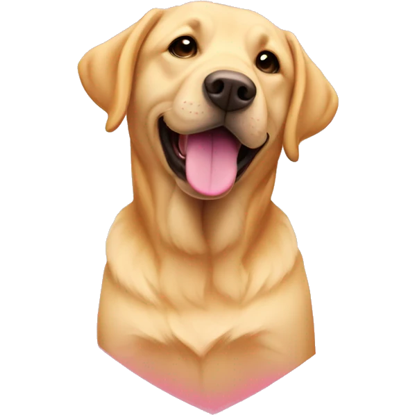 A golden Labrador Retriever inside a pink heart emoji