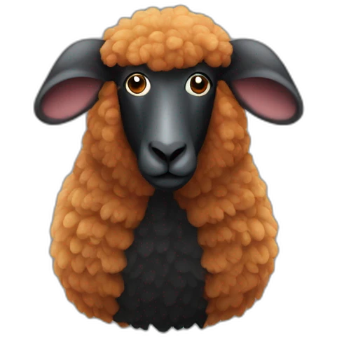 Ginger sheep with black skin, with pigeon emoji