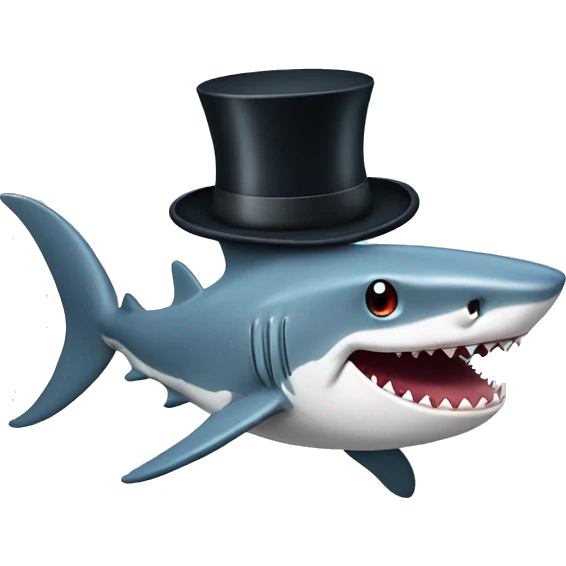 Shark with a top hat emoji