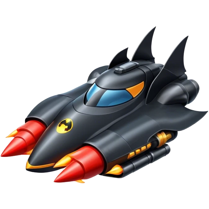 batmobile riding a rocket ship boom! emoji