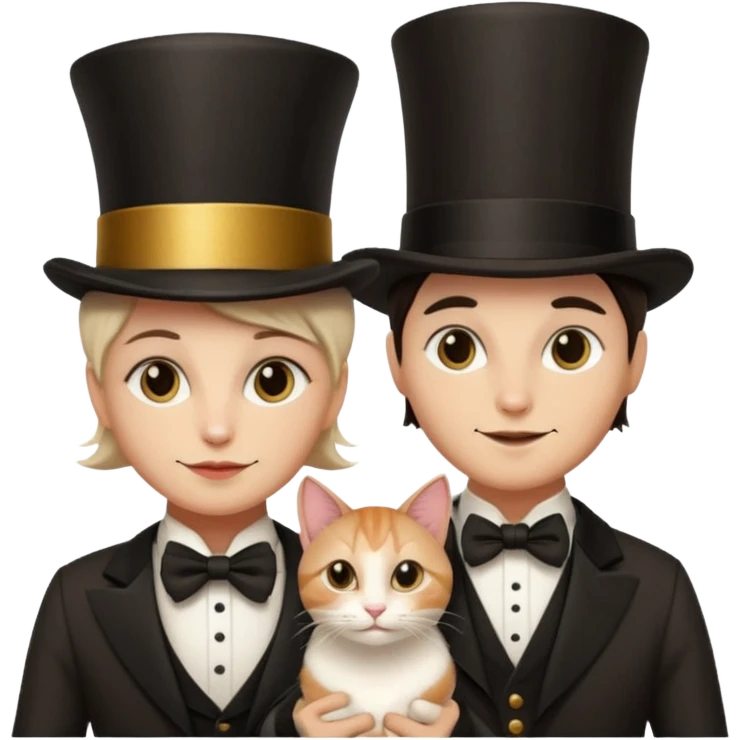 magician couple and their pet cat emoji