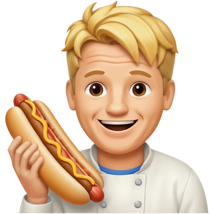 gordon ramsay eat a hotdog, happy smile emoji
