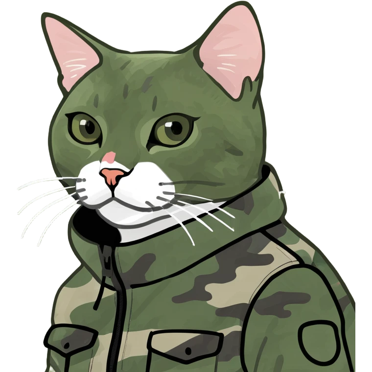 cat wearing camo emoji