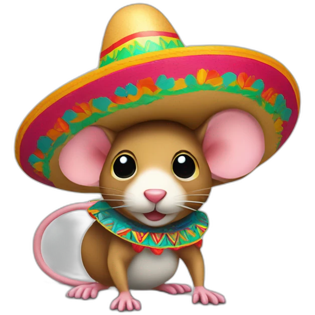 Mouse with a Mexican colourful sombrero on his head emoji