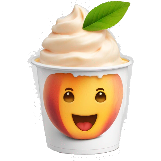 Peach frozen yogurt in white cup emoji