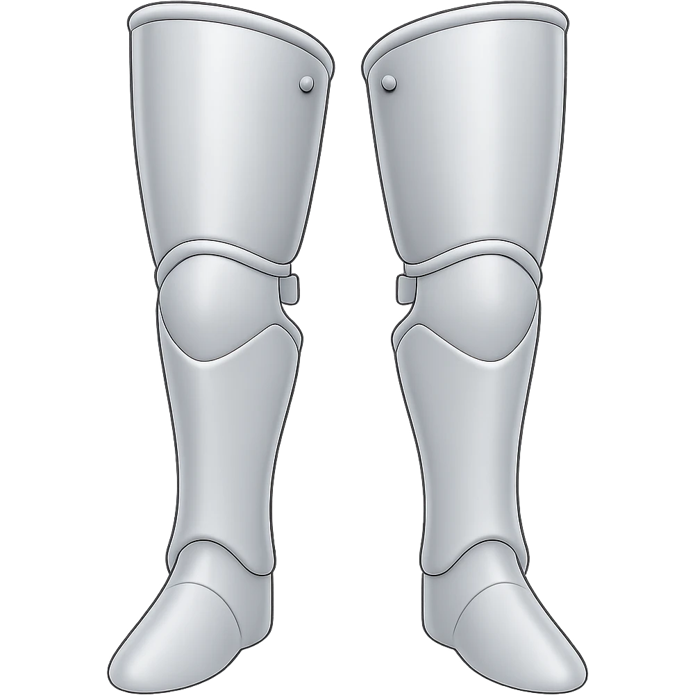 Remove the boots and show only the silver platelegs (leg armor) in a very light silver color with no gold. The style should resemble emoji style with a transparent background. emoji