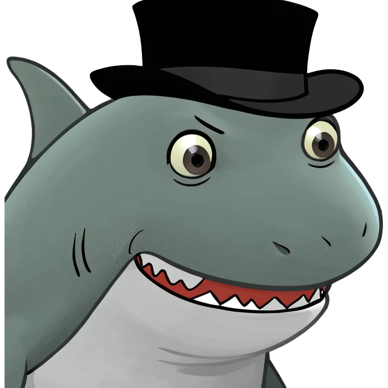 Shark with a top hat emoji