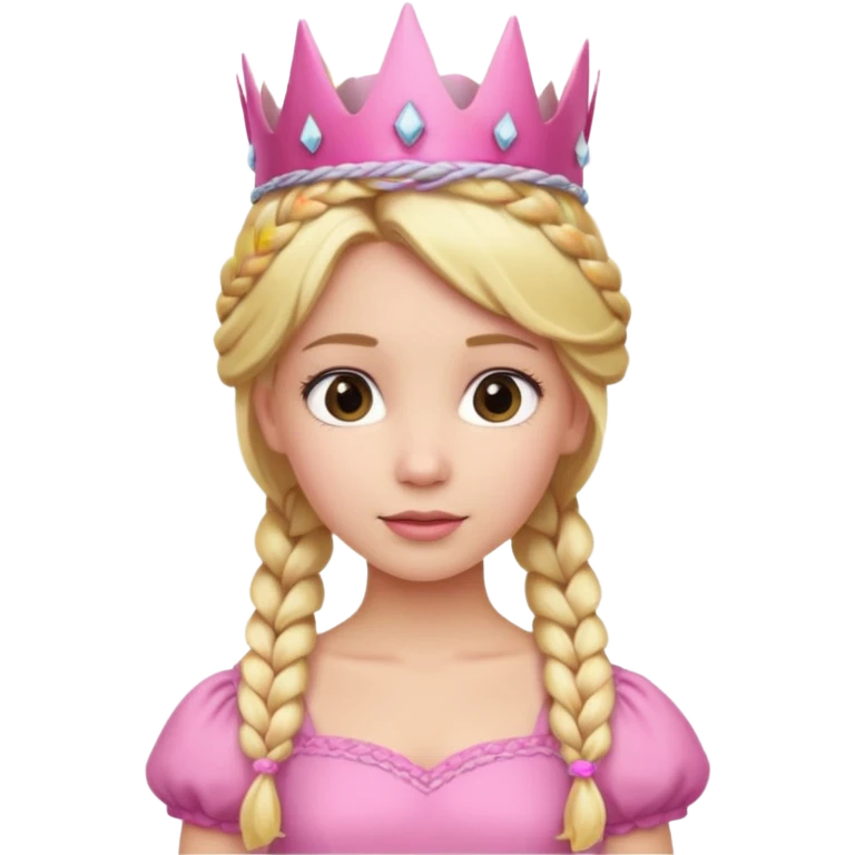 Blonde Princess with braided hair and pink crown. emoji