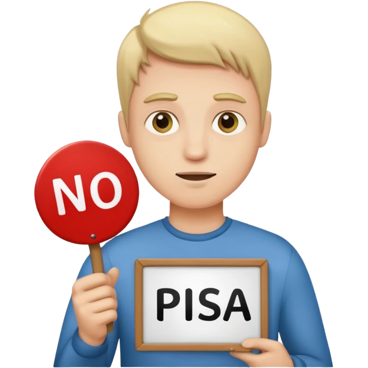 Guy with a sign that says no pissa emoji