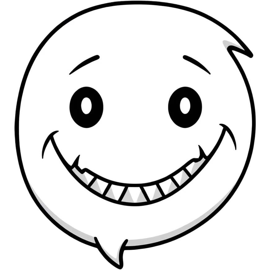 Creepy smiley face with sharp teeth emoji