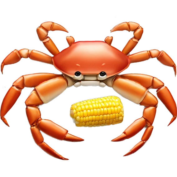 Boiled crab legs and corn and potatoes on a plate  emoji