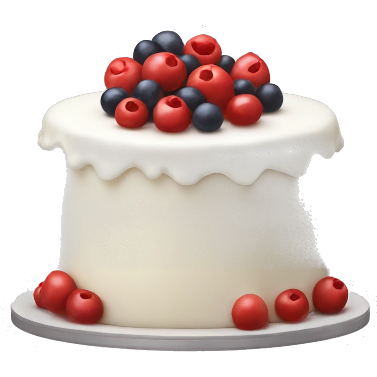 Single tier white cake with red berries on top emoji
