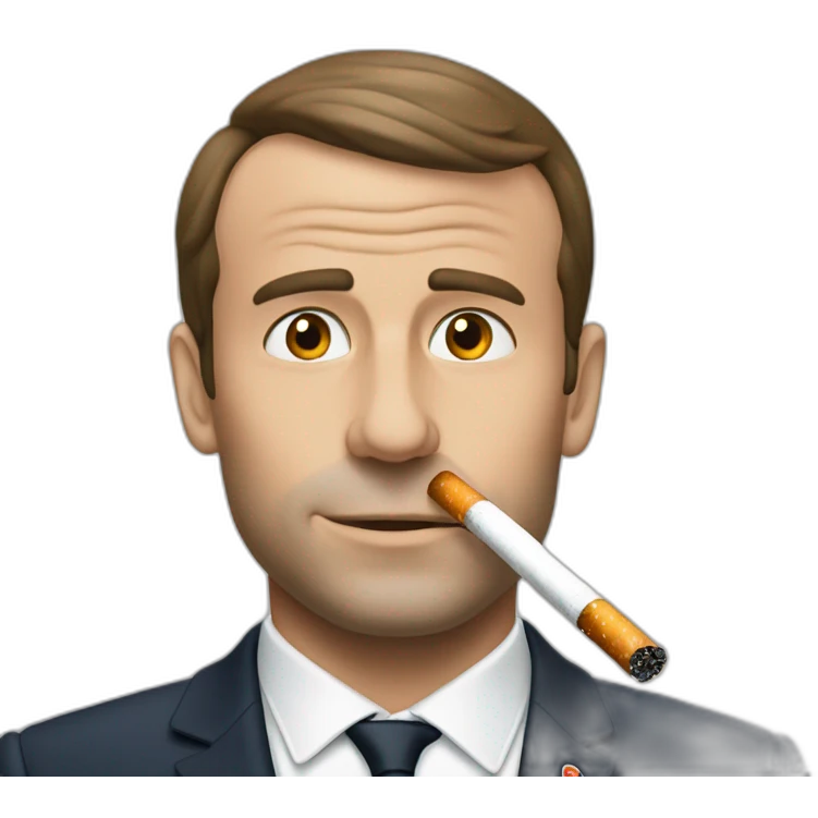 Macron fumé une cigarette emoji