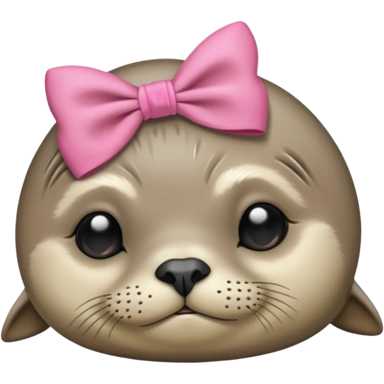Frowning Sleeping seal wearing pink bow emoji