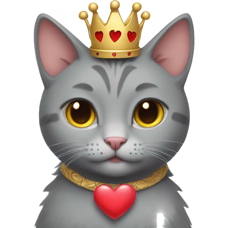 Gray cat with heart crown  emoji