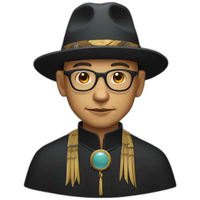 Crow priest, bald with glasses and a hat emoji
