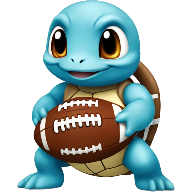cute squirtle holding american football emoji