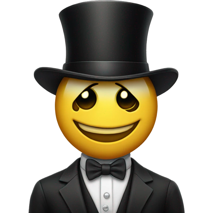 one-eyed character in bowtie with a triangle body, ad tal top hat emoji