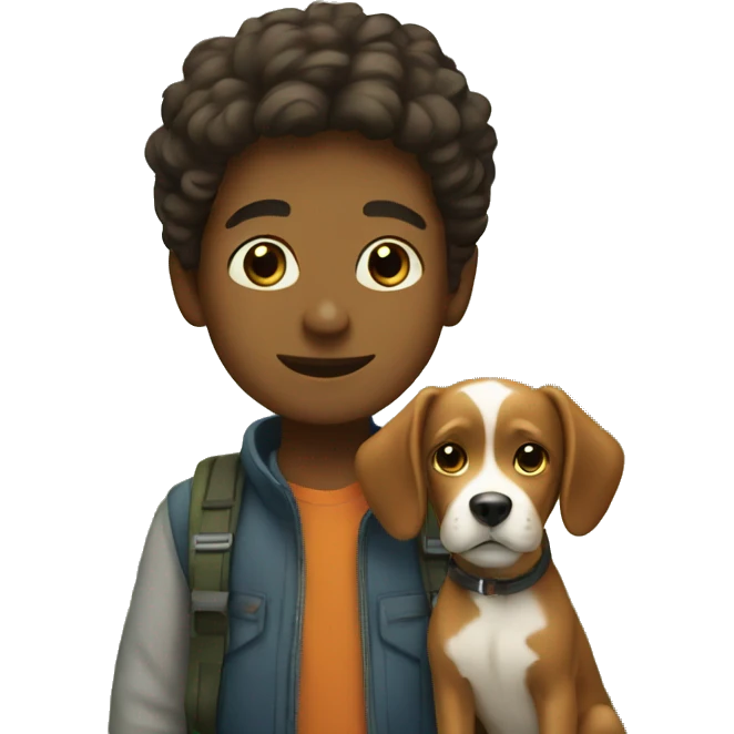 boy with dog in nature emoji