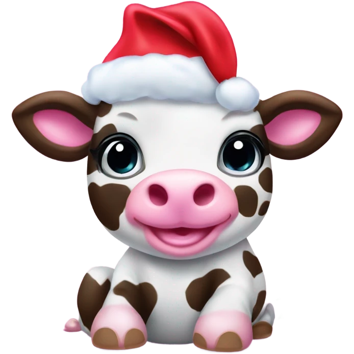 Lisa frank baby cow with Christmas holly  emoji