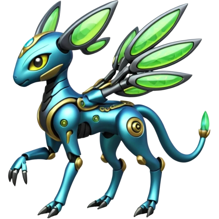  Exotic Organic Mechanical Hybridized Futuristic Cyborg-Cyber-Meloetta-Zygarde-Zeraora-Protogen-Palkia-hybrid-fusion-Fakémon-creature, full body emoji