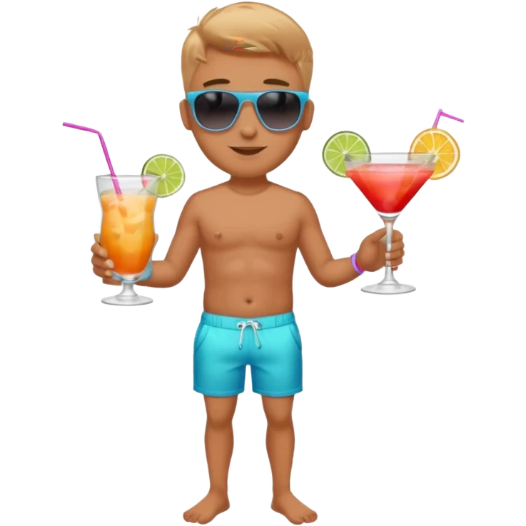 Male pool party with cocktails emoji