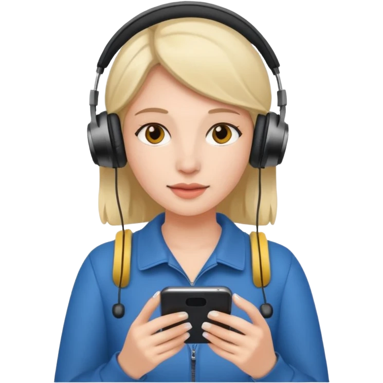 women using smart phone with headphone emoji