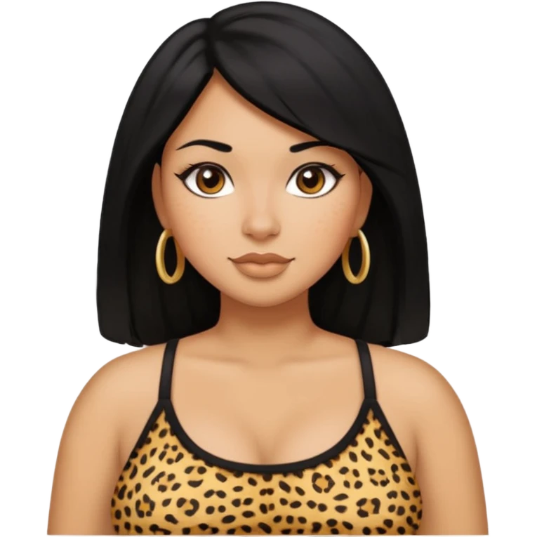 Latina woman with black hair chubby and black woman with blonde hair slim thick in cheetah top sexy emoji