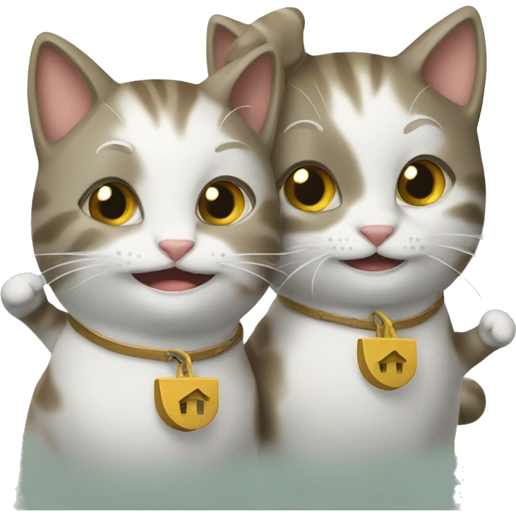two happy cats buying a house emoji