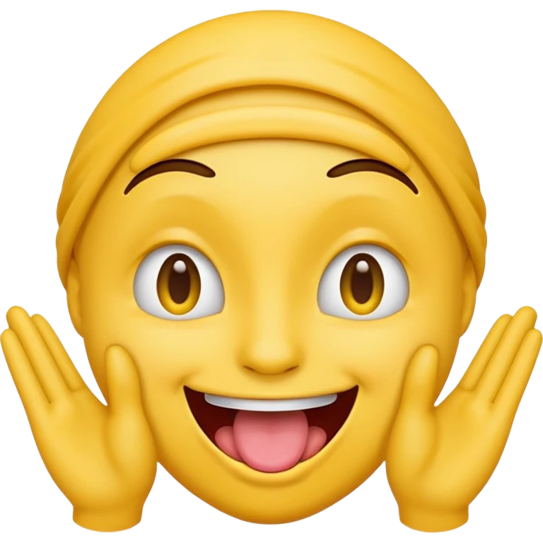 happy face with tongue out and hands on both sides of the face, emoji style emoji