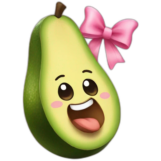 Avocado wearing a cute bow on the side  emoji