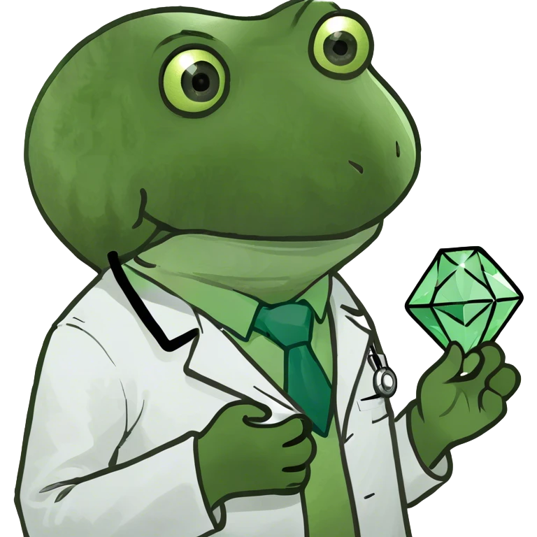 doctor bufo holding green diamond emoji