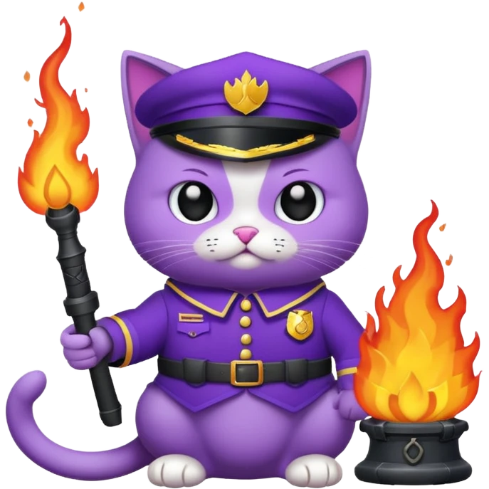 Un chat violet avec une arme a feu emoji