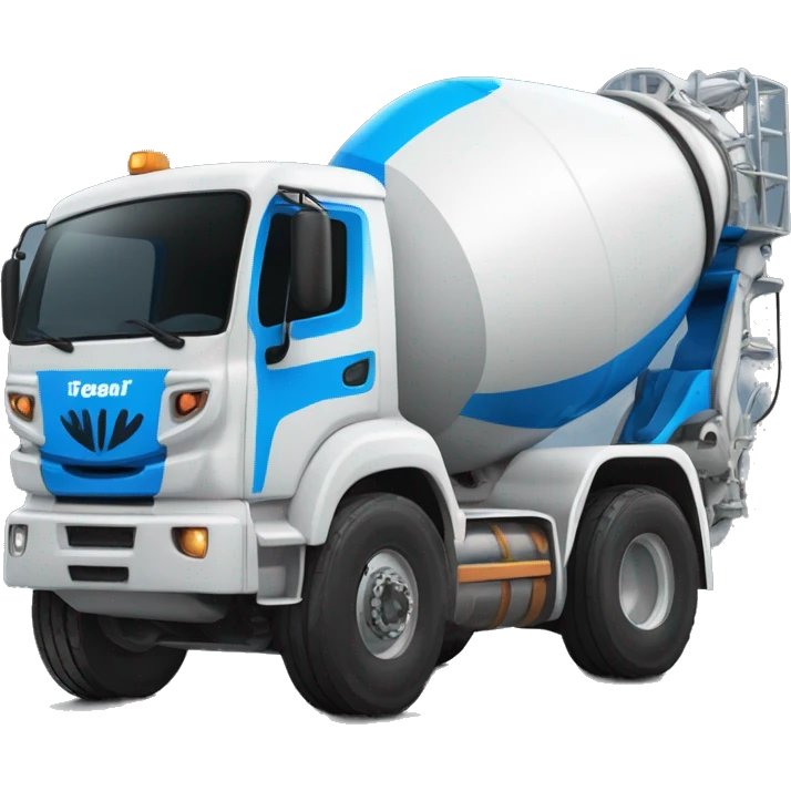 Create a Concrete mixer truck with "Blue Dot Redi-Mix" on the side in blue emoji