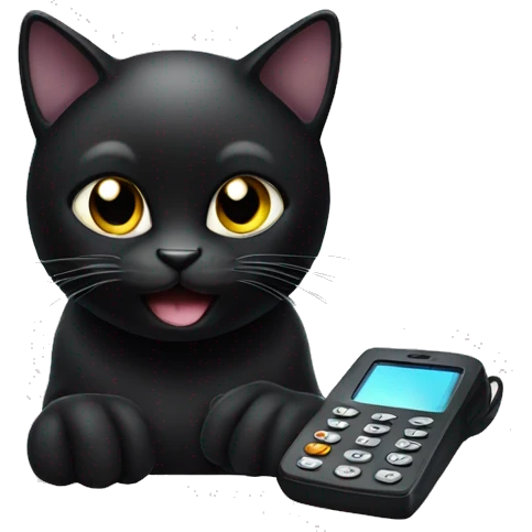 Black cat with Phone emoji