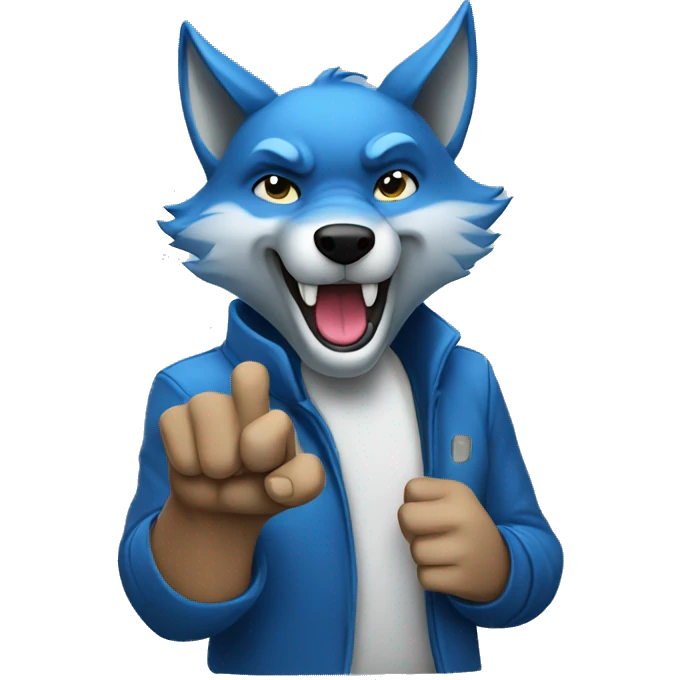 Blue wolf holding up middle finger  emoji