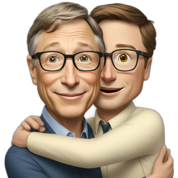 Bill Gates and Elon Musk hugging emoji
