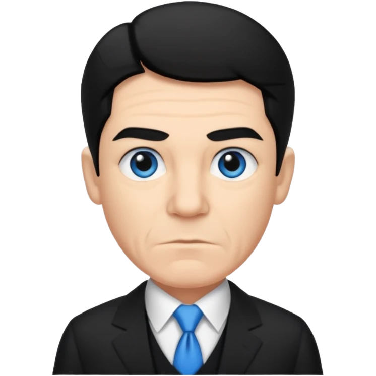 Shemp Howard from the Three Stooges with blue eyes, black hair, black suit emoji