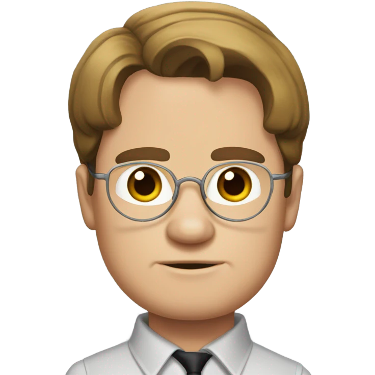 Dwight Schrute from the office tv show with a middle part emoji