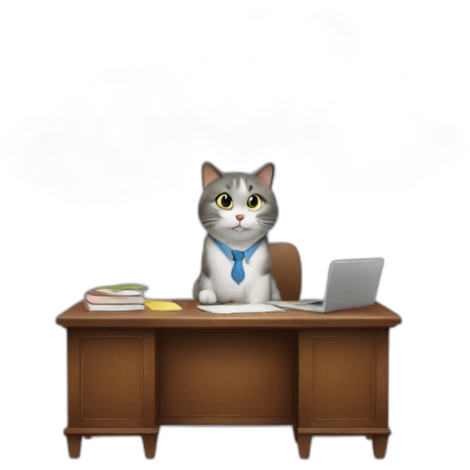 cat secretary sitting on top of the cloud emoji
