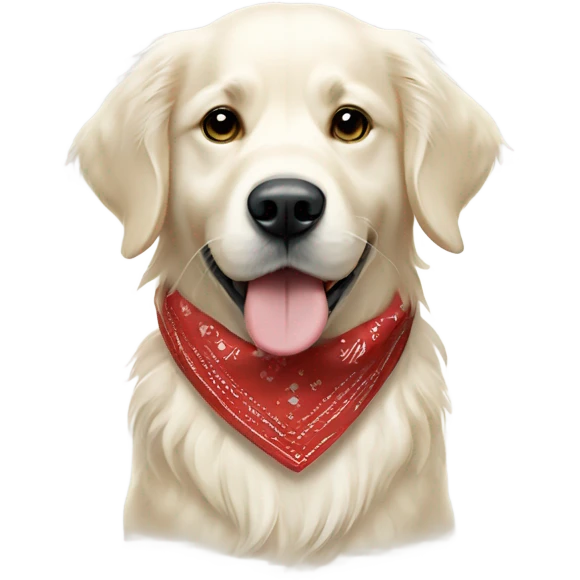 White golden retriever with bandana emoji