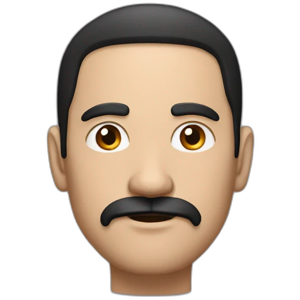 Serious man with black thin and short moustache and short straight black hair emoji